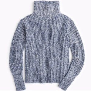 J Crew Point Sur Ribbed Blue Turtleneck Sweater